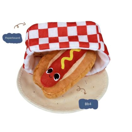 Cross-border new plush sounding dog toys ringing paper sniffing Tibetan food educational toys hot dog bread manufacturers now