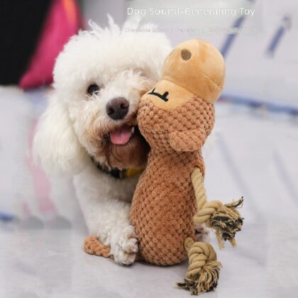 Cross-border New Pet Dog Vocal Plush Toy Biting Rope Knot Molar Teeth Solving Drowth with Pinch Call Pet Toy