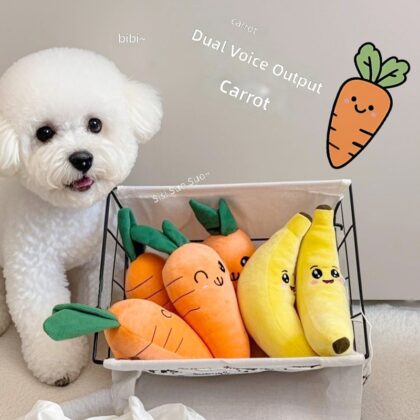 Cross-border New Carrot Banana Dog Plush Toy Bite Resistant Voice Toy Interactive Training Pet Toy