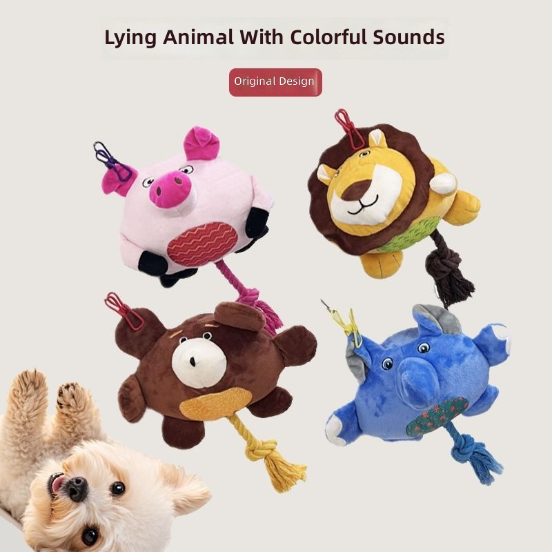 Cross-border Pet Toy Plush Dog Bite Resistant Voice Toy Cute Lion Elephant Bear Cartoon Pet Doll