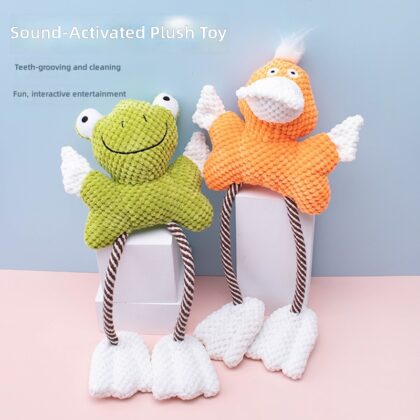 Cross-border Pet Dog Plush Toy Frog Duck Cotton Rope Bite to relieve boredom Interactive Pinch Call Voice Toy