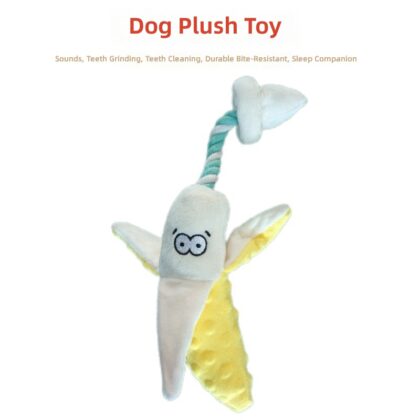 Cross-border Pet Toy Dog Plush Material Simulation Rope Knot Banana Shape Accompanying Puppy Interactive Vocal Toy
