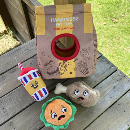 Dog Plush Toy Fun Soothing Sound Toy Pocket Potato Chips Bag Cat Dog Interactive Hidden Food Toy