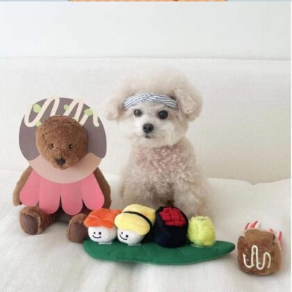 Dog Toy Sushi Hidden Food Vocal Smell Toy with Call Interactive Educational Puzzle Pet Plush Toy