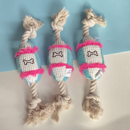 Dog Vocal Toy Cotton Rope Molar Bite Resistant Knot Toy Corn Grain Bone Interactive Pet Toy