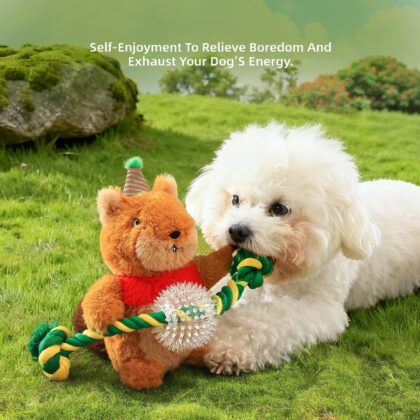 Dental Dog Chew Toy - Christmas Deer Plush with Sound for Teething and Entertainment