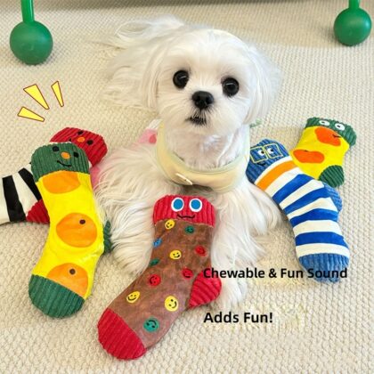 Korean Pet Toys Hidden Food Smelling Plush Toys Socks Cute Bite-resistant Molar Voice Dog Toys to relieve boredom