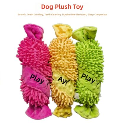 Cross-border Dog Pet Plush Toy Dog Voice Toy Color Candy Interactive Molar Bite Resistant Companion Toy