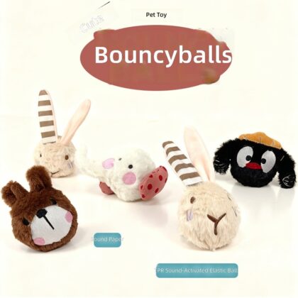 New Bite-resistant Dog Toy Ball Bite Ball Elastic Bite Ball Plush Pet Voice Self-hi Interacting Pet