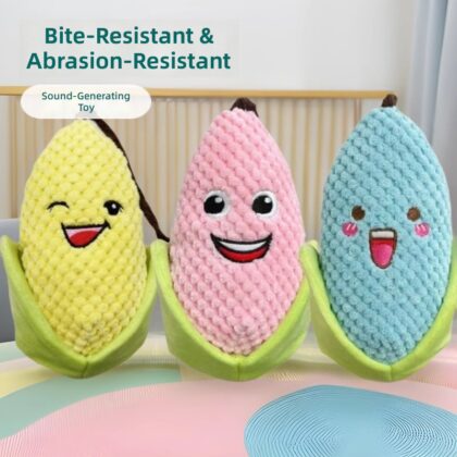New Pet Plush Corn Toy with Ring Paper Pinch Call Sound Bite Resistant Molar Dental Cleaning Cat and Dog Supplies Toy
