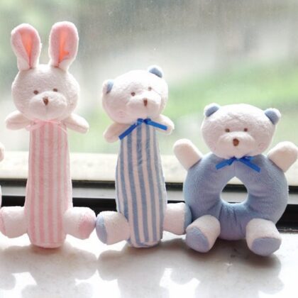 Pet Biting Stick Molar Interactive Toy with Rattle Plush Toy Bear Rabbit Dog Voice Toy