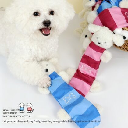 Pet toys long striped dog anti-pulling cotton ringing paper plush sounding cat toys pet supplies wholesale dog toys
