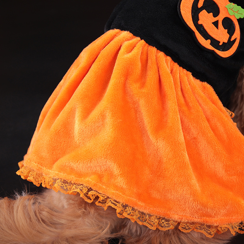 New Halloween Pumpkin Lapel Casual Dog Skirt Shiba Inu Pet Dog Clothes Cross-Border General Wholesale - Image 4
