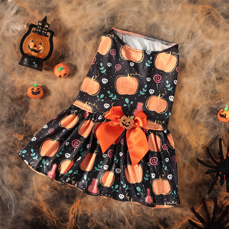 Pet Clothes Halloween Party Pumpkin Pet Dress Teddy Bomei Small Medium Dog Clothes Cross-border Explosions - Image 6