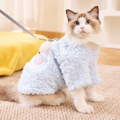 Autumn and winter cute super cute fleece-lined thick clothes small and medium-sized dog cold warm cat dog fur in stock wholesale