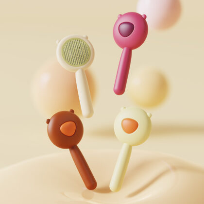 Petlinks Foxy Frenzy Pet Comb for Short Haired Cats - Round Brush with Floating Hair Removal