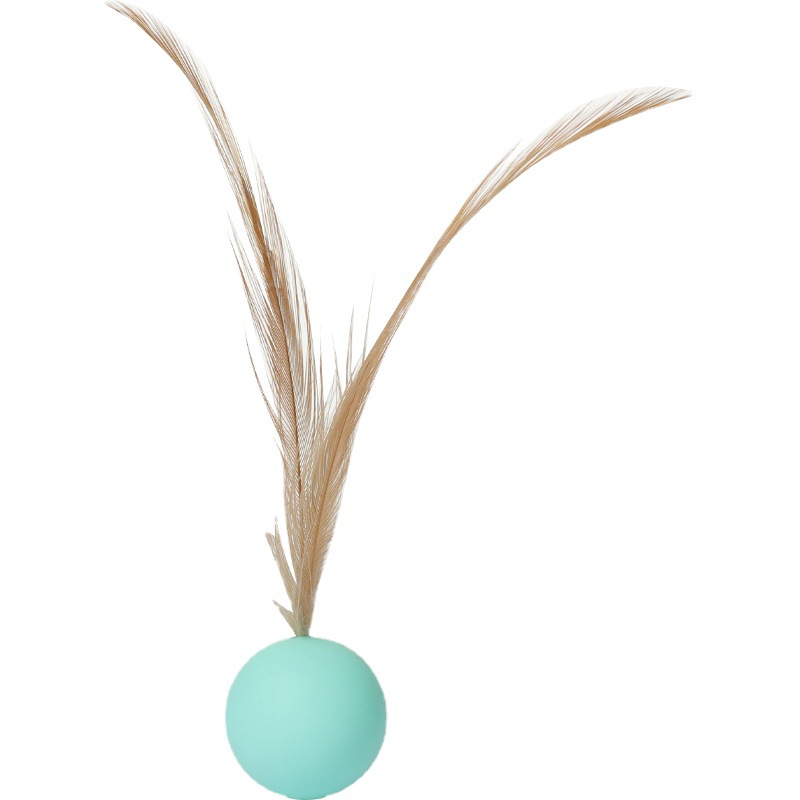 Pet Bite Resistant Silicone Toy Feather Solid Elastic Ball Fun Toy Bite Resistant Interactive Play Fun Cat Toy - Image 5