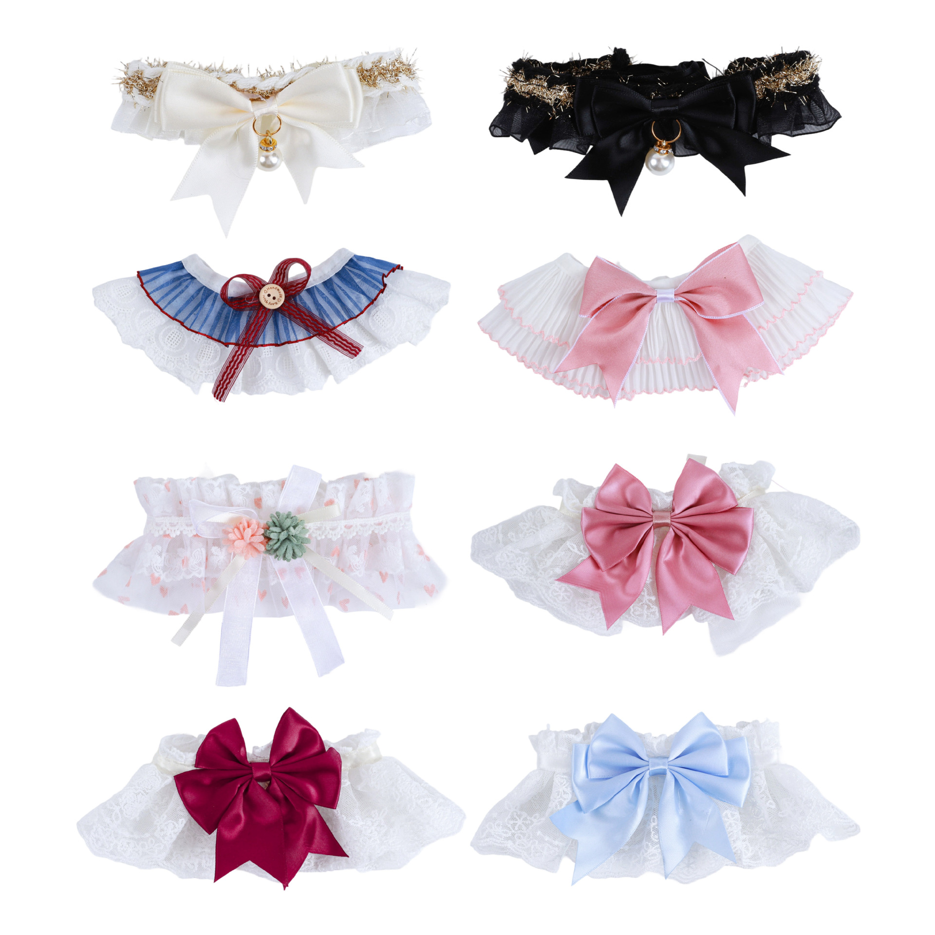 Pet Collar, Cat Saliva Towel, Dog Love Lace Scarf, Bow Flower Pearl Pet Saliva Towel - Image 4