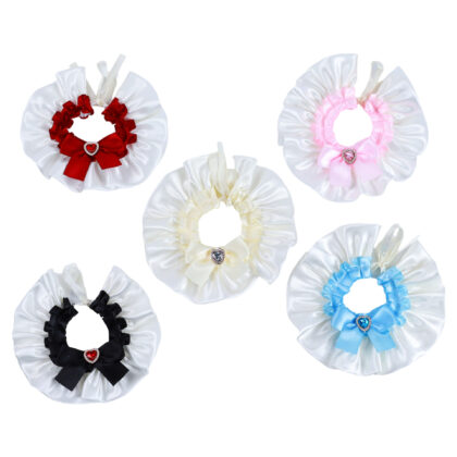 Pet Bib with Bow, Cat Collar with Lace Bow, Kitten Bib Collar, Pet Scarf