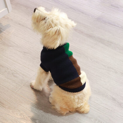 Pet Winter Clothes, Dog Clothing, Color-Blocked Casual Knitted High-Elasticity Warm and Comfortable Cat Pet Clothing