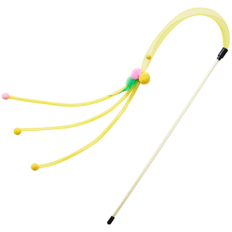 New pet elastic mesh cat stick with bell long rod fishing cat stick human pet interactive toy supplies wholesale - Image 5