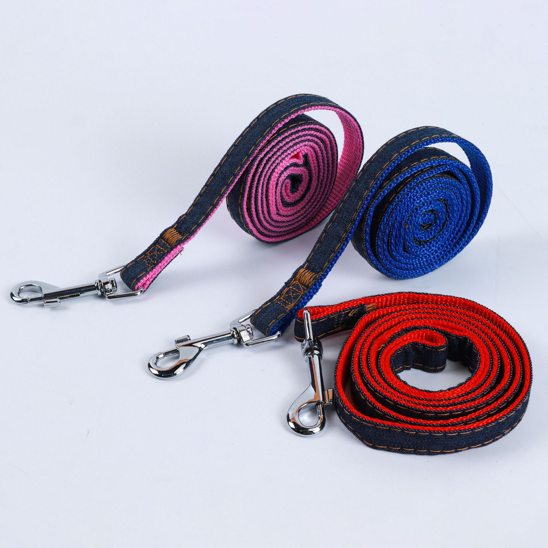 Spot Wholesale Denim Dog Leash Pet Supplies Chest and Back Traction Dog Leash Denim Harness Pet Dog Leash - Image 2