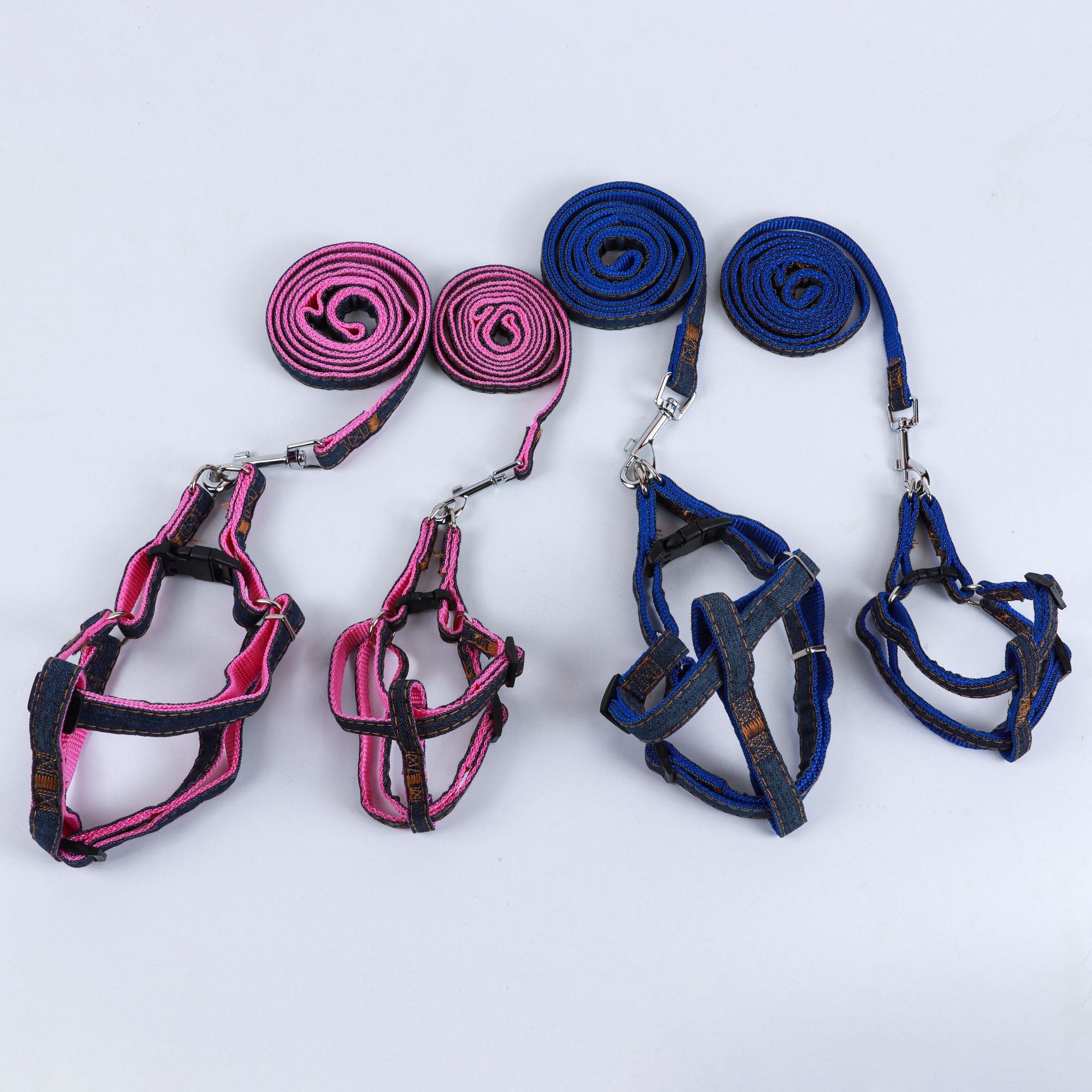 Spot Wholesale Denim Dog Leash Pet Supplies Chest and Back Traction Dog Leash Denim Harness Pet Dog Leash - Image 3