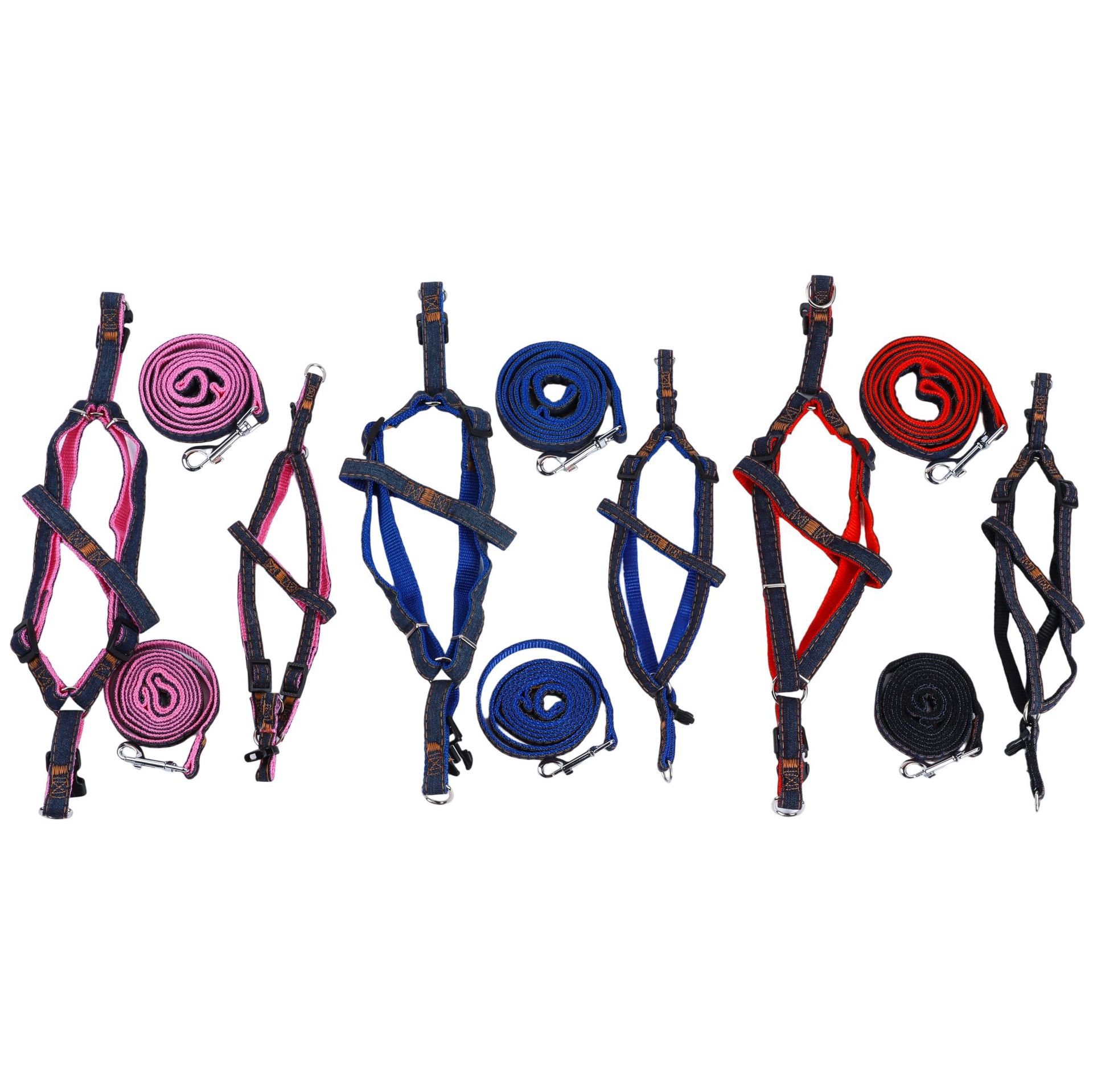 Spot Wholesale Denim Dog Leash Pet Supplies Chest and Back Traction Dog Leash Denim Harness Pet Dog Leash - Image 5