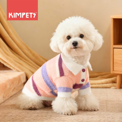 Autumn and Winter Dog Clothes Striped Imitation Mink Velvet Warm Sweater Cat Clothes Small and Medium-Sized Dog Pet Clothes Cross-Border