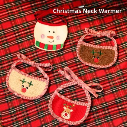 Pet Cat New Christmas Bib Knitted Cotton Straps Adjustable Christmas Bib Cross-Border Wholesale