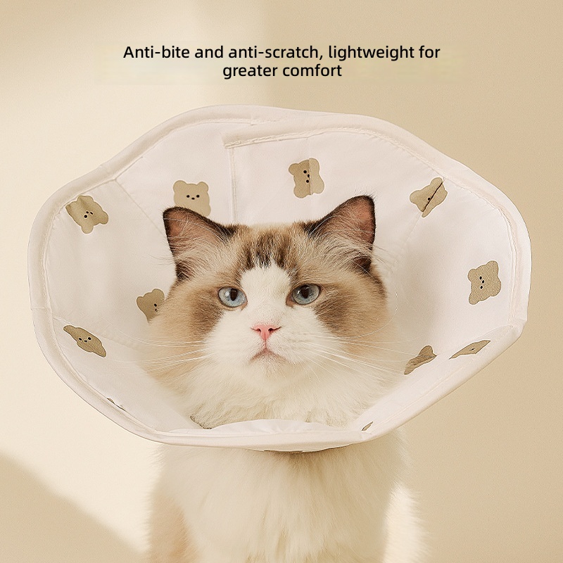 Pet Collar Cat Elizabeth Collar Cartoon Bear Print Dog Collar Sterization Anti-Licking Headgear - Image 2