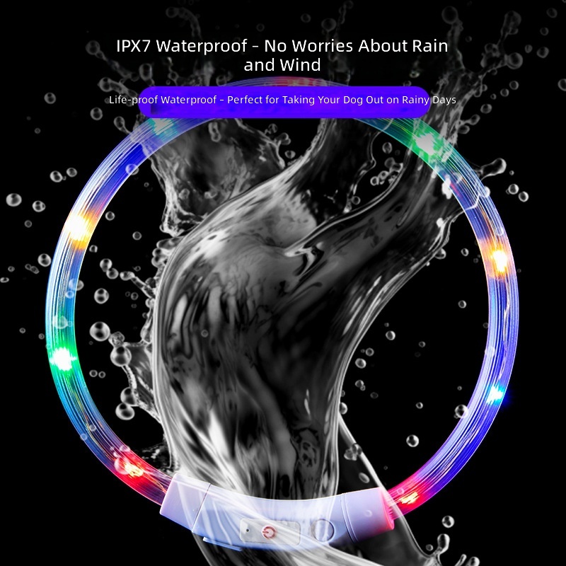 Dog luminous collar night anti-lost waterproof USB charging colorful pet collar can be DIY cutting supplies - Image 2