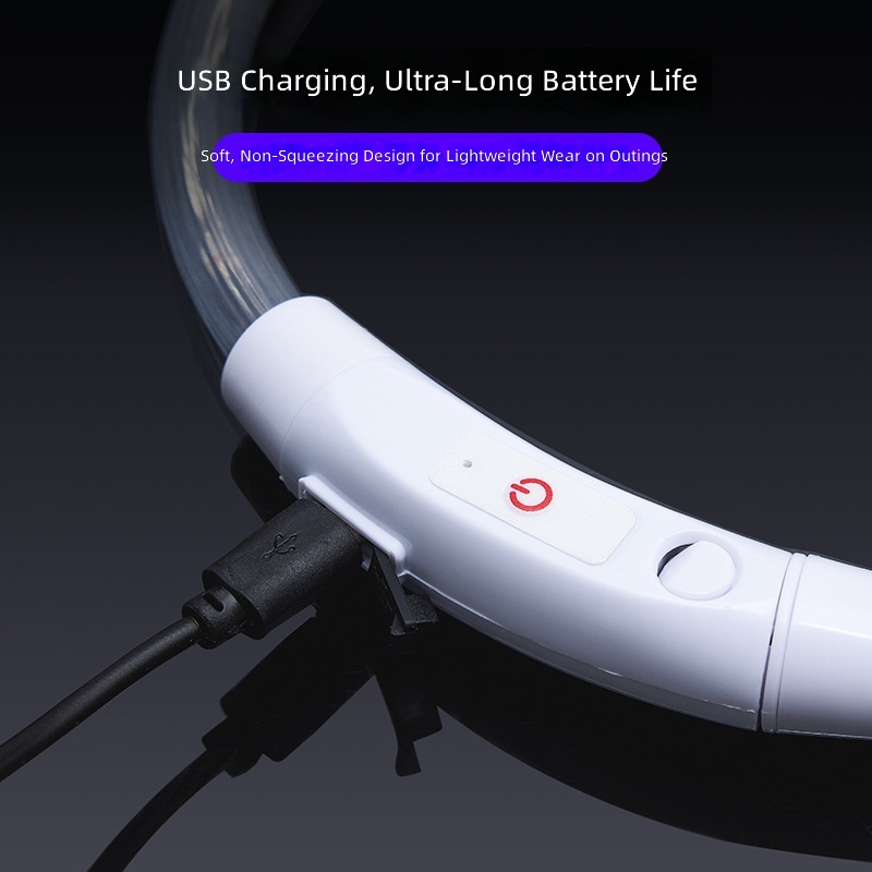 Dog luminous collar night anti-lost waterproof USB charging colorful pet collar can be DIY cutting supplies - Image 3