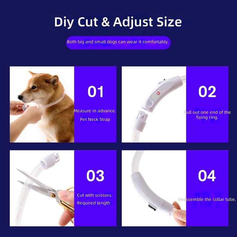 Dog luminous collar night anti-lost waterproof USB charging colorful pet collar can be DIY cutting supplies - Image 4