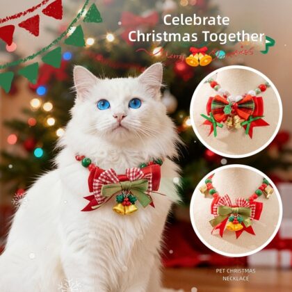 Cross-Border Export of New Pet Christmas Scarves, Cat and Dog Bow Collars, Christmas Bows, Clothing Scarves