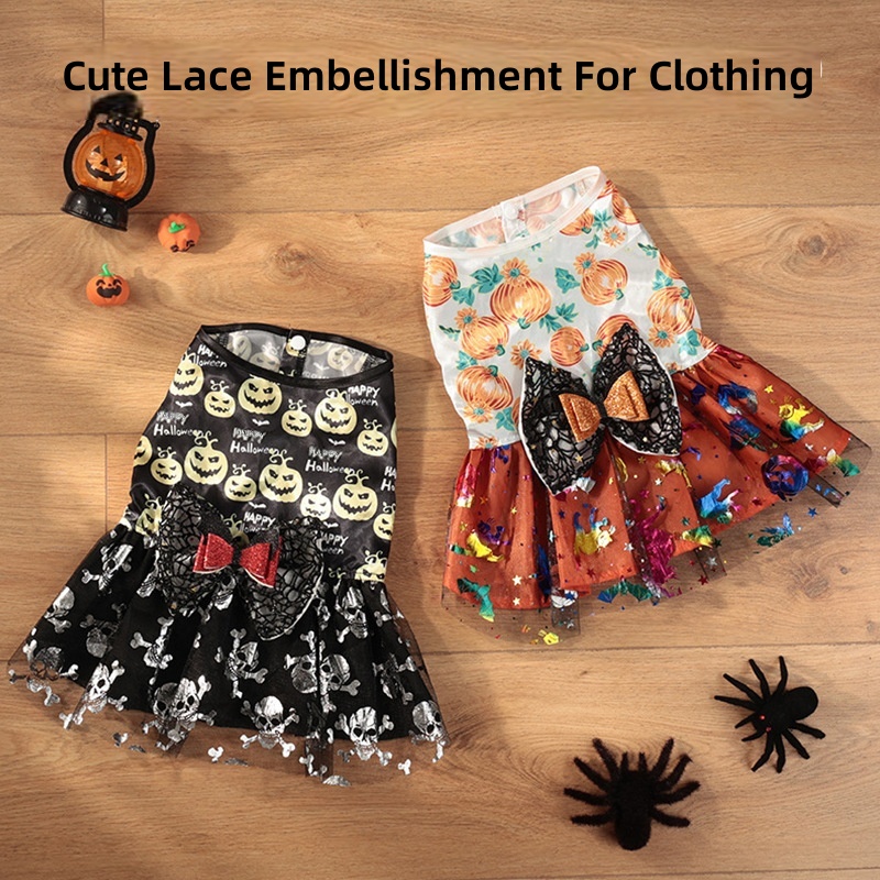 Cross-border All Saints high quality Mesh Bow Pet Skirt Small Dog Clothes Holiday Atmosphere Dog Mesh Skirt