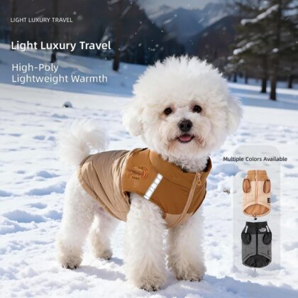 Winter Warm Pet Clothes, Autumn and Winter Trendy Brand Dog Clothes, Thickened Dog Cotton Coat, Cute Zero-Restraint Warm Clothing