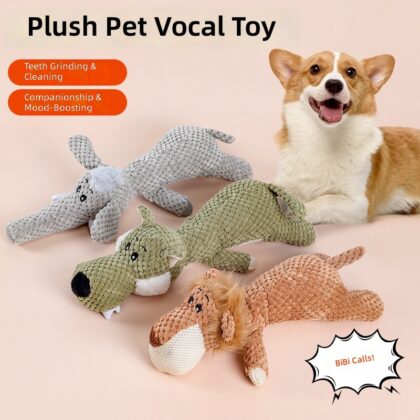 Cross-border Pet Plush Toy Dog Vocal Toy Lie-postures Lion Elephant Wolf Molar Bite Resistant Companion Toy