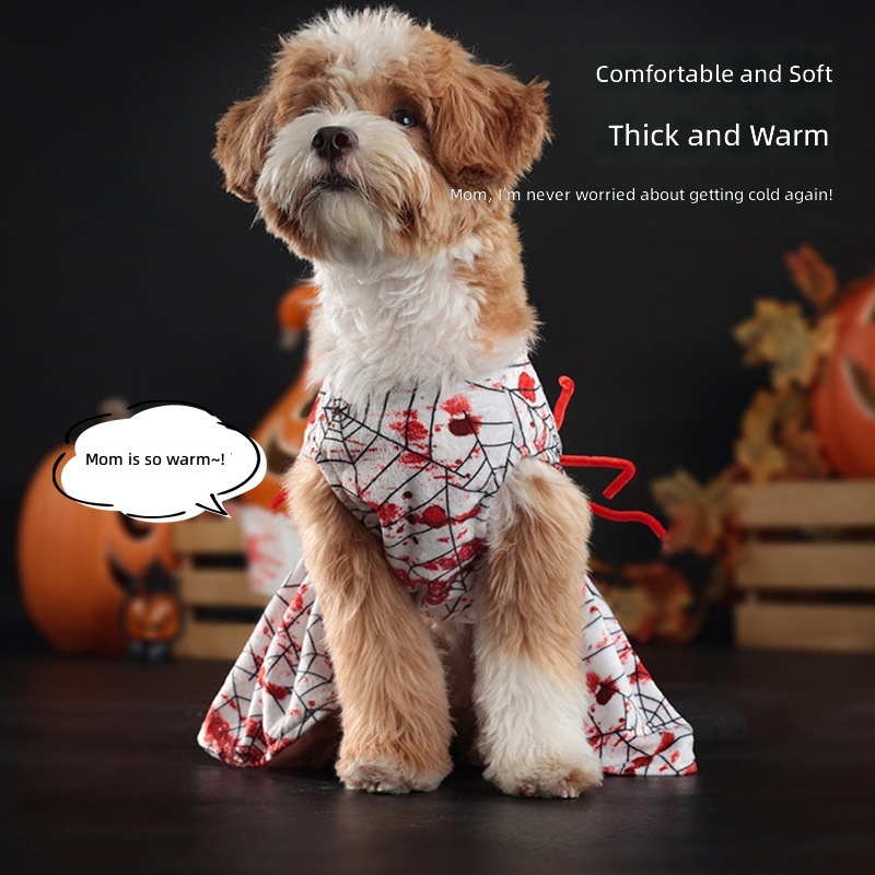 New Halloween pet dog skirt four-legged clothes horror blood spider small dog clothes cross-border wholesale