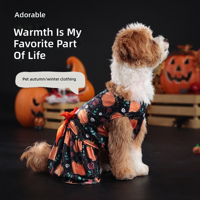 Pet Clothes Halloween Party Pumpkin Pet Dress Teddy Bomei Small Medium Dog Clothes Cross-border Explosions