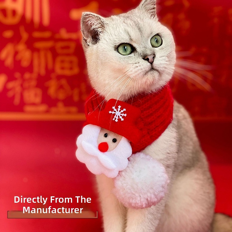 Cat Collar, Neck Scarf, Dog Scarf, Christmas Saliva Scarf, Knitted Wool, Hand-Knitted Neck Accessories, Cross-Border - Image 3