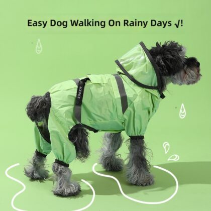 Pet raincoat with hat high sense golden retriever Teddy small and medium dog large dog outdoor waterproof dog raincoat wholesale
