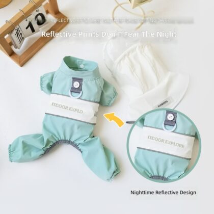 Dog Raincoat Four-Legged Belly Waterproof Poncho Hat Detachable Traction All-Inclusive Small Dog Teddy Pet Wholesale