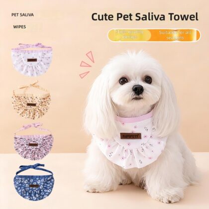 Korean Style Pet Bib with Cute Flower Design, Curved Bib for Dogs, Pet Clothing Accessory, Bib for Cross-Border Trade