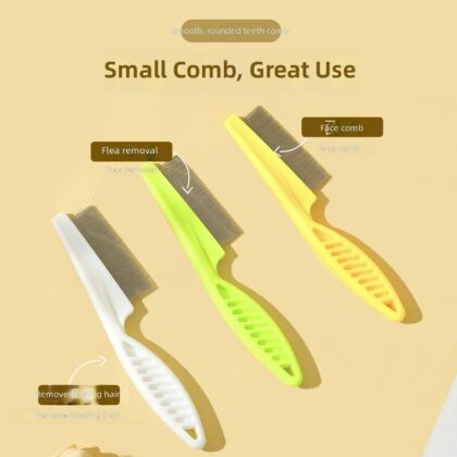 Cat Feather Wand Pet Grooming Comb, Stainless Steel Fine-Toothed Flea Removal Tool