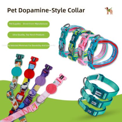 Dog Collar for Walking Dogs Dopamine Summer Imitation Nylon Soft Lining Dog Leash Collar Pet Collar Dog Collar