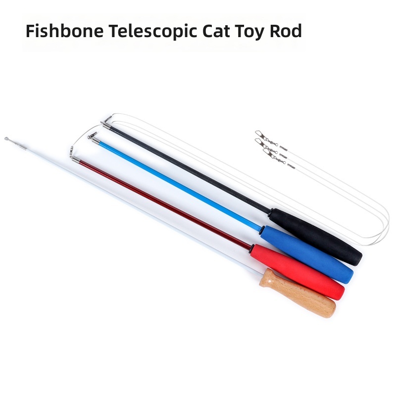 Retractable Cat Tease Rod Cat Tease Rod Long Rod Replaceable Head Self-boring Toy Fishing Rod Cat Toy - Image 2