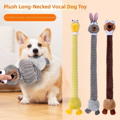 Interactive Bite Resistant Vocal Molar Cleaning Bite Pet Toy Plush Long Neck Animal Dog Toy Dog Toy