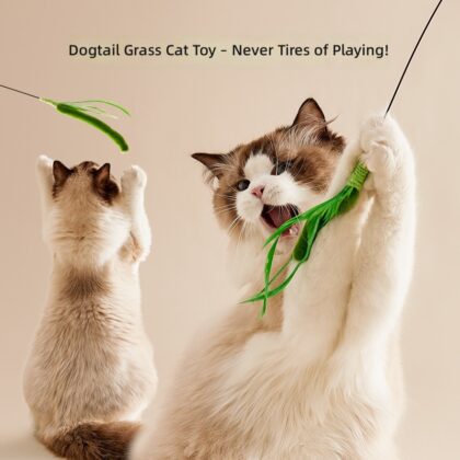 Cat Toy Dog's Tail Grass Super Long Cat Tease Pole Feather Pole Steel Wire Cat Toy Feather Tease Pole Flexible in stock