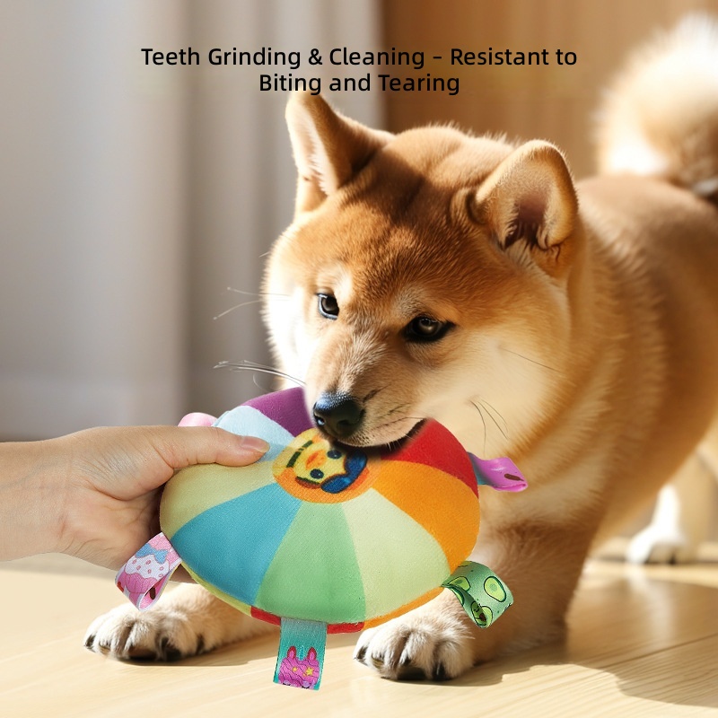 Dog Frisbee Toy Plush Voice Interactive Puppy Frisbee Molar Bite Resistant Pet Side Animal Husbandry Training Special for Dog Training - Image 2